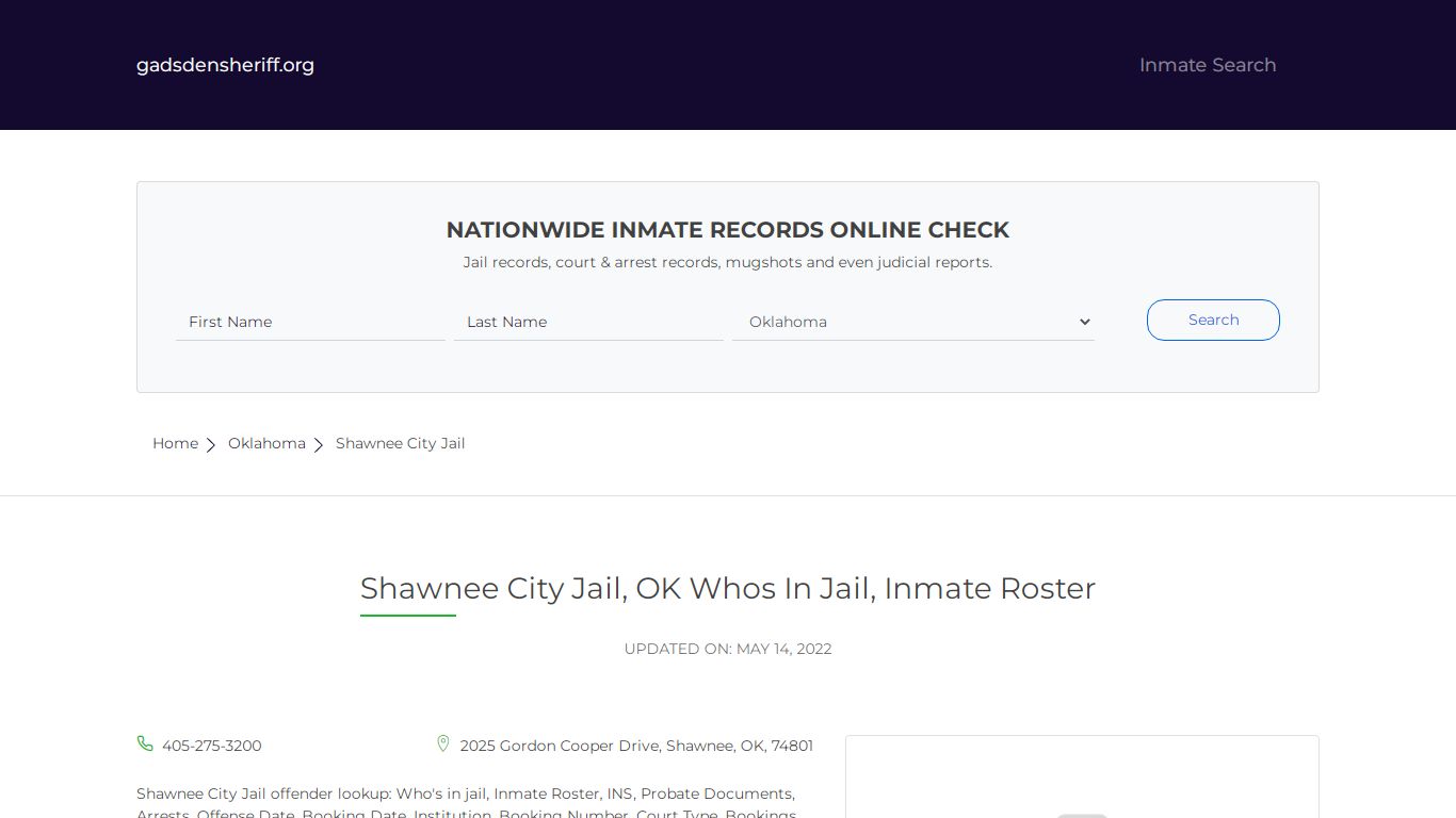 Shawnee City Jail, OK Inmate Roster, Whos In Jail